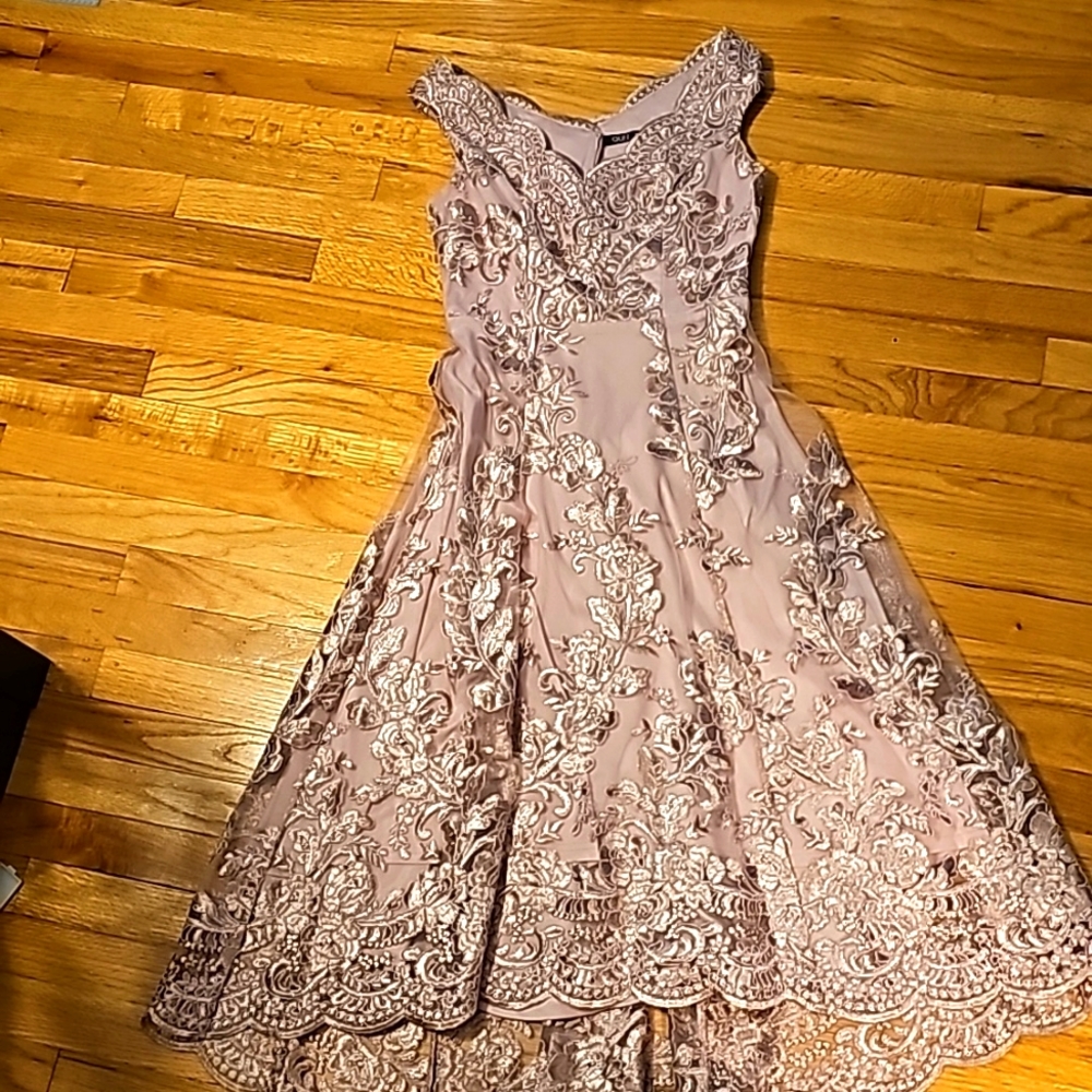 Blush pink off the shoulder dress